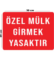 Metal Özel Mülk Girmek Yasaktır 20cm x 30cm A4 Büyüklüğünde Uyarı Levhası Yönlendirme Tabelası