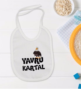 BK Kids Yavru Kartal Tasarımlı Beyaz Bebek Mama Önlüğü-1