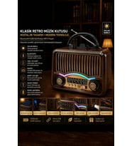 Retro Nostaljik Radyo Güneş Enerjili Fenerli Bluetooth Hoparlör USB/SD MP3 Müzik Çalar YG-7082BTS