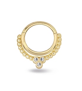 Üç Taşlı Top Toplu Altın Helix Piercing