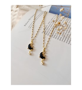 Çelik Kadın Kolye Purple Jewelryy - Siyah Ay Paslanmaz Çelik Kolye