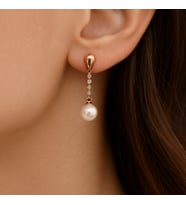 Rose Gold İnci ve Zirkon Detaylı Xuping Küpe