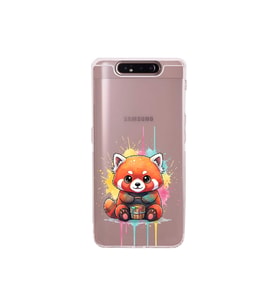 Samsung Galaxy A80 ile Uyumlu Splash Tilki Tasarımlı Şeffaf Silikon Kılıf