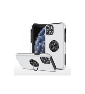 Apple iPhone 11 Pro Max Kılıf Elit Yüzüklü Kapak - Gümüş