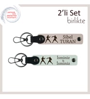 Dövüş Stiline Uygun Hediye, İsme Yazılabilir, Enerjik Ruhlara Özel Anahtarlık, Pudra-Beyaz