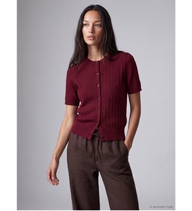 LCW Comfort Bordo Bisiklet Yaka Kadın Triko Hırka