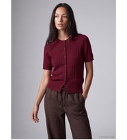 LCW Comfort Bordo Bisiklet Yaka Kadın Triko Hırka