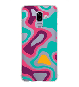 Samsung Galaxy J8 (2018)  Köşe Korumalı Antişok Kapak Renkli Desen Tasarımlı Şeffaf Silikon Kılıf