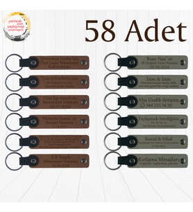 A Kahve & Kül Gri, Mezuniyet Töreni Katılımcılarına Anı, 58’li Set, İsimli Deri Anahtarlık
