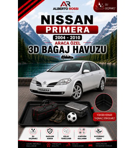 Nissan Primera 2004 - 2010 Araca Özel 3D Bagaj Havuzu