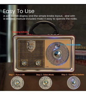 Kablosuz Taşınabilir Hoparlör Ahşap Retro Bluetooth Hoparlör Uzaktan Kumanda 3 Bant Radyo Desteği