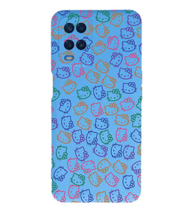 Oppo A16 Uyumlu Lansman Kılıf Hello Kitty Tasarımlı İçi Kadife Kapak-mavi (Şeffaf)