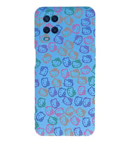 Oppo A16 Uyumlu Lansman Kılıf Hello Kitty Tasarımlı İçi Kadife Kapak-mavi (Şeffaf)
