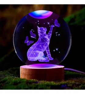 Kişiye Özel ıklı Ahşap Kaideli Sevimli Kedi Temalı Cam Küre 8*6cm