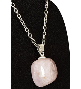 Sertifikalı Ham Açık Pembe Kuvars Taşı Kolye (Mini Boy) (Çok Renkli)