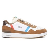 Lacoste T Clip 128 8 SMA Leather Mens Sneaker Hakiki Deri Erkek Günlük Spor Ayakkabı Beyaz kahverengi