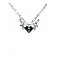 Yarasa Kanatlı Skull Heart Unisex Gotik Kolye – Karanlık Aşkın ve Asi Ruhun Simgesi (Gümüş)