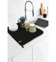 Microfiber Bulaşık Kurutma Matı 46x36 cm Kurulama Bezi Kurutma Örtüsü Tezgah Üstü Siyah