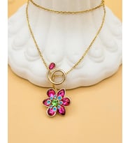 Swr Pembe Zirkon Taşlı Marka Model Çiçek Kolye