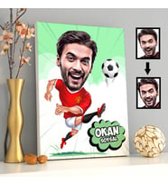 Futbolcu Karikatürlü Kanvas Tablo