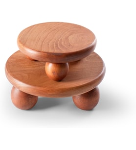 2'li Set El Yapımı Ahşap Top Ayaklı Sunum Standı Tabağı Tahtası Kaliteli Dekoratif Sunumluk 25 x 25 Sunum standı-2li