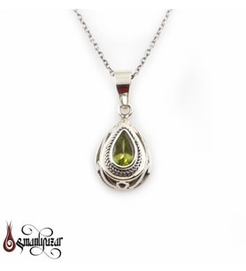 Orjinal Peridot Zebercet Taşlı Gümüş Kolye