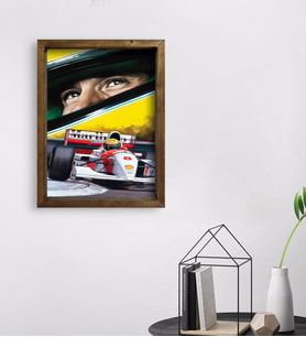 BK Gift F1 Ayrton Senna Tasarımlı Doğal Masif Ahşap Çerçeveli Tablo 45x65cm-1
