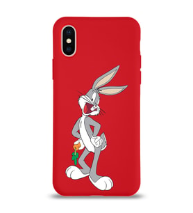 Apple iPhone X Uyumlu Lansman Kılıf Bugs Bunny Tasarımlı Altı Kapalı İçi Kadife Kaplı  Kapak (Şeffaf)