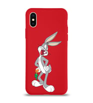 Apple iPhone X Uyumlu Lansman Kılıf Bugs Bunny Tasarımlı Altı Kapalı İçi Kadife Kaplı  Kapak (Şeffaf)