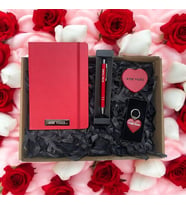 🎁 Kişiye Özel Termo Deri Kenar Boyalı Defter&Tükenmez Kalem&Kalp Anahtarlık&Kalp Ayna Hediye Set 🎁