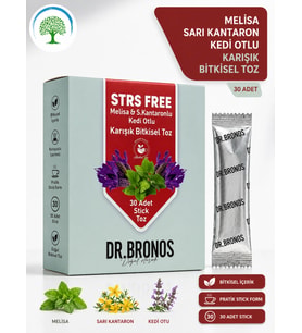 ÇareBurada Dr. Bronos STRS FREE Melisa, Sarı Kantaron, Kedi otlu Karışık Bitkisel Toz 30 Stick