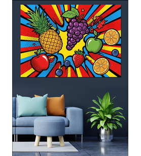 Pop Art Meyve Ve İçecekler Dekoratif Kanvas - Mdf Ahşap Tablo