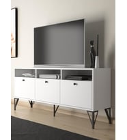 Wood'n Love Rhea 160 Cm Dolaplı, Minifiks Bağlantı, Geniş Tv Ünitesi - Konsol - Beyaz / Siyah