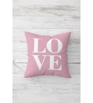 Love Yazılı Çift Tarafı Baskılı Gizli Fermuarlı Yastık Kılıfı Kırlent Koltuk Yastık Kılıfı (Pembe)