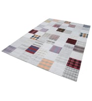 Ekru Çok Renkli El Dokuma Kilim Salon Kilimi Geometrik Motifli Modern Dekoratif Model