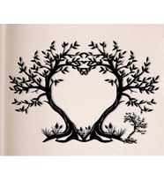 LEYLASER Kalp Ağaç Duvar Tablosu 75x50cm - Ahşap Dekoratif Modern Duvar Süsü Lazer Kesim