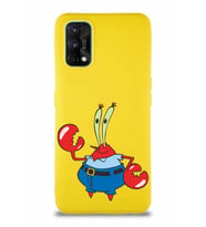 Realme 7 Pro Soft Premier Kapak Bay Yengeç Tasarımlı Silikon Kılıf - Sarı (Şeffaf)