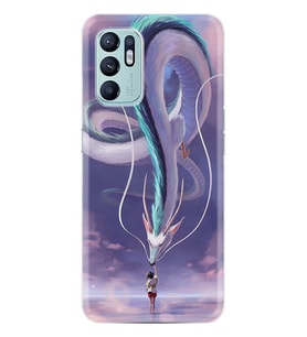Oppo Reno 6 Kılıf Silikon Desen Özel Seri Kız ve Ejderha 1742
