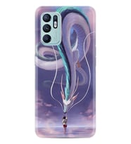 Oppo Reno 6 Kılıf Silikon Desen Özel Seri Kız ve Ejderha 1742