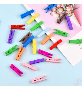 Dekoratif Ahşap SüS Mandalı, 3 cm x 25 Adet - Çok Renkli (STD)