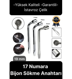 Yüksek Kalite Garantili İstavroz Çelik Nikelajlı 19mm Numara Tek Kol Pipo L Bijon Sökme Anahtarı