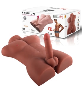 PTM Grayson -  Girişli 16 CM Yapay Penis Erkek Siyahi Realistik Manken Yarım Vücut Dildo