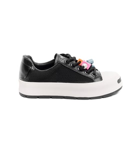 Bağcıklı Fileli Günlük Kadın Sneaker (Siyah)