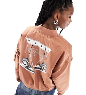 Nike Jordan Flight Renegade Synthetic Fill Oversize Jacket Kadın Dokuma Bomber Ceket Açık Kahverengi