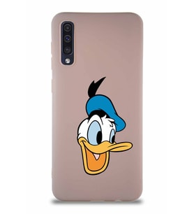 Samsung Galaxy A30S Soft Premier Kapak Donald Duck-A Tasarımlı Silikon Kılıf - Pudra (Şeffaf)