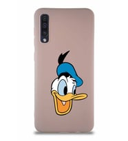 Samsung Galaxy A30S Soft Premier Kapak Donald Duck-A Tasarımlı Silikon Kılıf - Pudra (Şeffaf)