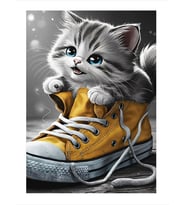 Ayakkabıya Giren Sevimli Kedi Mdf Tablo