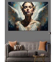 Kanatlı Melek Portresi Modern Sanat Dekoratif Kanvas - Mdf Ahşap Tablo