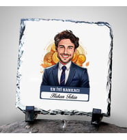 Kişiye Özel Hediye Karikatürlü En Yakışıklı Bankacı Dekoratif Taş