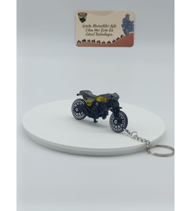 Scrambler Motosiklet Metal Anahtarlık Füme Sarı - Diecast Cafe Racer Motor Figürü